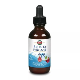 KAL Vitamin B Liquid Drops 2 Fl Oz B6 B12 Folate Energy Support Mixed Berry Flavor