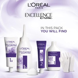 L'Oréal Paris, Permanent Hair Dye, Strengthening & With Up To 100% Grey Coverage, Excellence Cool Creme, Black 1.0