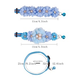 2 Pack Cat Collar Pink Floral with Bell and Removable Flower Bowtie Breakaway Adjustable Cat Collar for Girl Kitten Puppy Small Cats Dogs Daily Decoration (XQ102-1)
