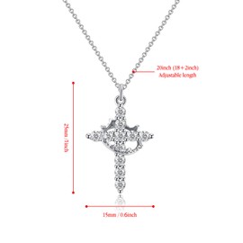 IHOKIT Cross Necklace for Women,Copper Plated Silver Zirconia Cross Faith Pendant Necklaces Simple Jewelry Gift for Wife Girlfriend Mom(Silver)