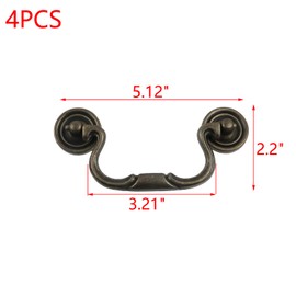 MY MIRONEY 4PCS Bail Drawer Pulls Hardware Zinc Alloy Cabinet Pulls Handles Antique Bronze Drop Swing Handles with Screws, 3.86" Hole Centers, Type 4