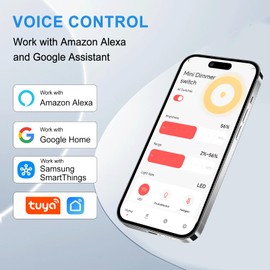 Zigbee Dimmer Flush-Mounted, Zigbee3.0 Dimmer Switch, Dimmer Switch for LED Lamps, Flush-Mounted Dimmer Switch, Compatible with Alexa, Tuya, Smart Life, Neutral Conductor Required, Voice Control