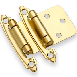 Decobasics 1/2" Overlay Brushed Gold Cabinet Hinges (25 Pair -50 Pcs) Self Closing Bath & Kitchen Cabinet Hinges Black Flush Mount w/Door Bumpers & Upgraded Screws