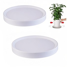 KangTeer Mobile Plant Stands with Wheels 2Pack 8.9inch White Plant Caddy with Hidden Wheels Flower Pots Stand,Round Trolley for Indoor Outdoor (8.9inch)