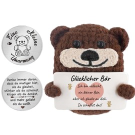 QUANMAITONG Lucky Charm Bear Pocket Hug Gift for Women, Funny Courage Children's Gift Lucky Charm Exam, Get Well Soon Gifts Best Friend (B)