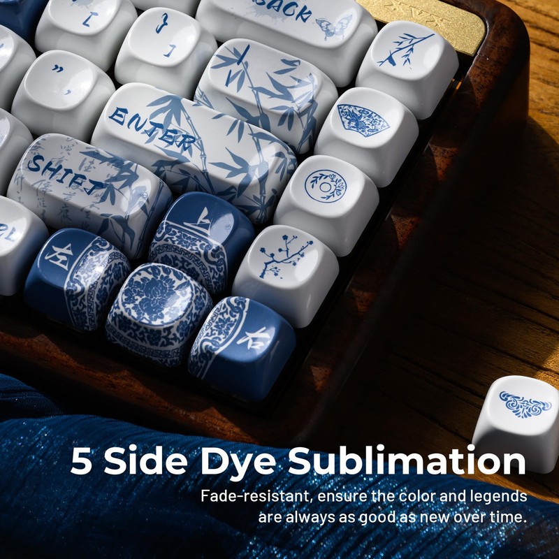 Hkfos XVX Ceramic-Like PBT Keycaps, MOA Keycap Sets Dye-Sublimation Keyboard