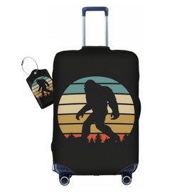 Vridoyt Bigfoot Forest Luggage Cover Washable Suitcase Protector, Sasquatch Luggage Tag Travel Birthday Gifts For Men Women (M 22-25 Inch Luggage)