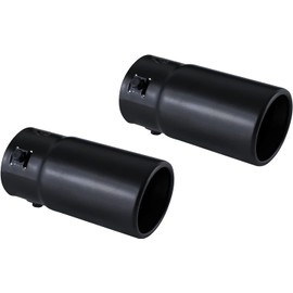 Pack of 2 Black Exhaust tip - Fit 1.75 to 2.5 Inch Exhaust Tail Pipe Diameter- Black Coated Stainless Steel - Car Muffler Tips