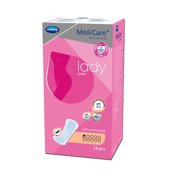 MoliCare Premium lady pad, incontinence pad for women for bladder weakness, 0.5 drops, 1 x 28 pieces