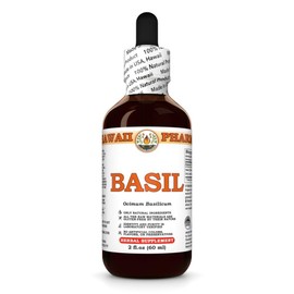 Basil (Ocimum Basilicum) Dry Leaf Tincture, Made in Hawaii, All Natural, Vegan, Pure Liquid Extract - 2 fl.oz
