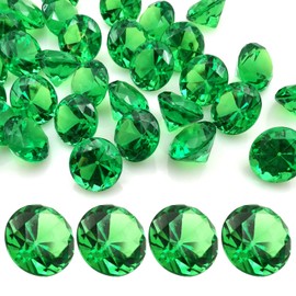 LYHLYA Gemstones for Children, Green Acrylic Diamonds, 25 mm, Decorative Diamonds, Acrylic Gemstones, Fake Gemstones for Vase Fillers, Wedding Vases, Table Decoration, Party Decorations