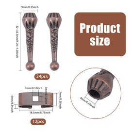 CHGCRAFT 36 Stück 2 Stil Bolo Tie Findings Kit Legierung Verschluss Ersatz Zubehör Rotes Kupfer für DIY Kunsthandwerk Kleidung Dekor, 1,3x0,4 Zoll