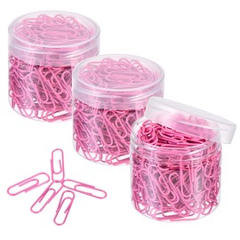 MECCANIXITY Paper Clips Small Size 1.1 Inch Vinyl Coated to Prevent Tearing Pages with Box for Organize Office Home Pink Count 600