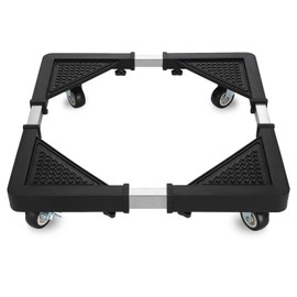 HQO LOVL Mini Fridge Stand with 4 Locking Wheels 17.7"-25.6" Adjustable Dolly Washing Machine Stand Base，for Furniture Portable Refrigerator Dryer Stand（Black）