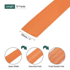MECCANIXITY 1 Inch Double Fold Bias Tape Polyester Continuous Bulk Bias Tape for Sewing,Seaming Quilting Hemming Binding Crafts (Orange 10 Yards)