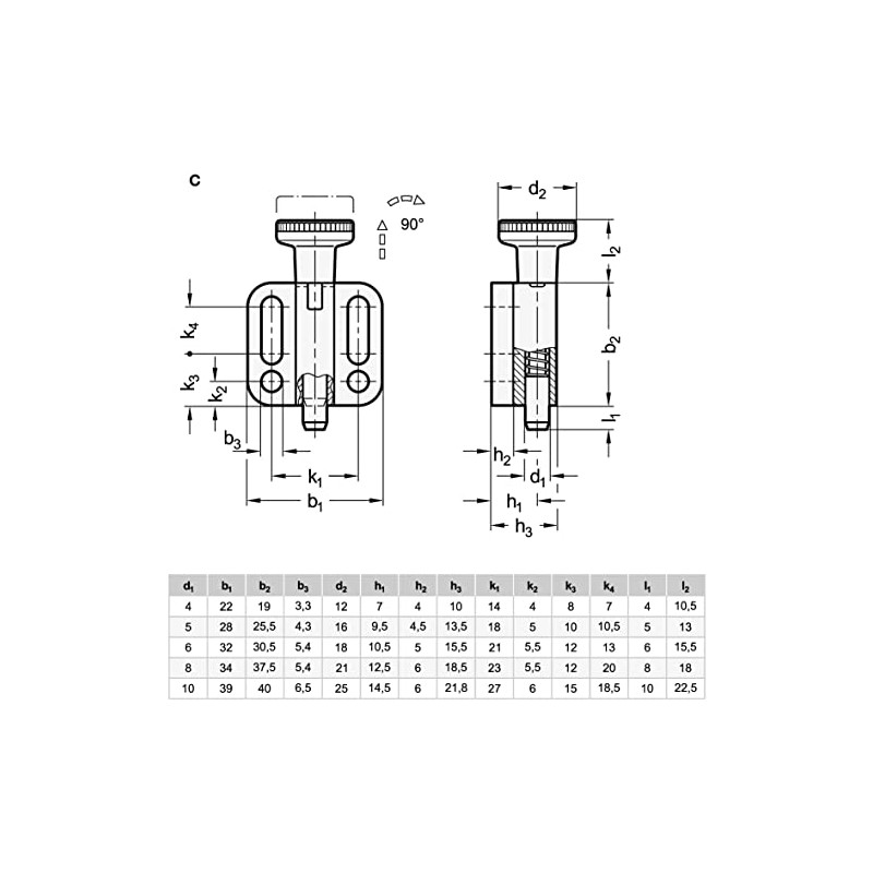 Ganter Normelemente Locking bolt with button, pack of 2, GN