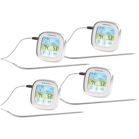 Rosenstein & Söhne Roasting Thermometer: Set of 4 Roasting & Oven Thermometers, Touch Display, Timer, up to +250°C (Digital Roasting Thermometer, Roasting and Oven Thermometer)
