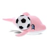 DolliBu Pink Dolphin Stuffed Animal with Soccer Ball Plush -