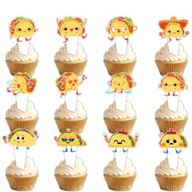 Cute Taco Bout Dessert Cupcake Topper Cheer to Mexican Yummy Food Fiesta Festival Theme Decorations Supplies Baby Shower Happy Birthday Party Decor set 24pcs