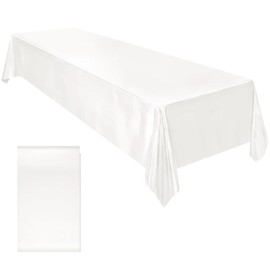 Ruisita - Mantel de satén para fiesta, de 58 x 102 pulgadas, rectangular, de seda brillante, mantel de tela suave, decoración de mesa para boda, banquete, decoración de mesa, color blanco