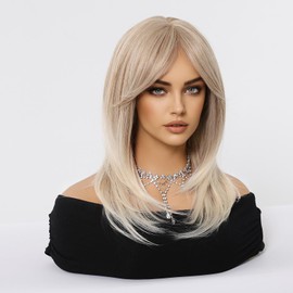Tumhorn Blonde Wig for Women Long Wavy Wigs Middle Part Natural Looking Heat Resistant Synthetic Wig for Daily Party Use