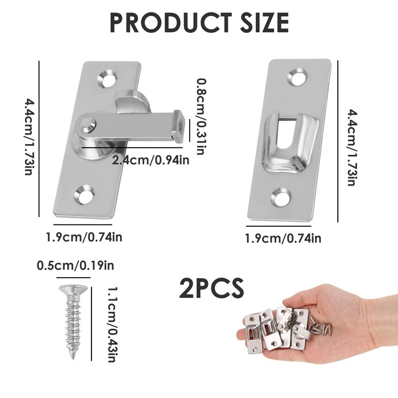 90 Degree Right Angle Door Lock Hasp Latch - Stainless