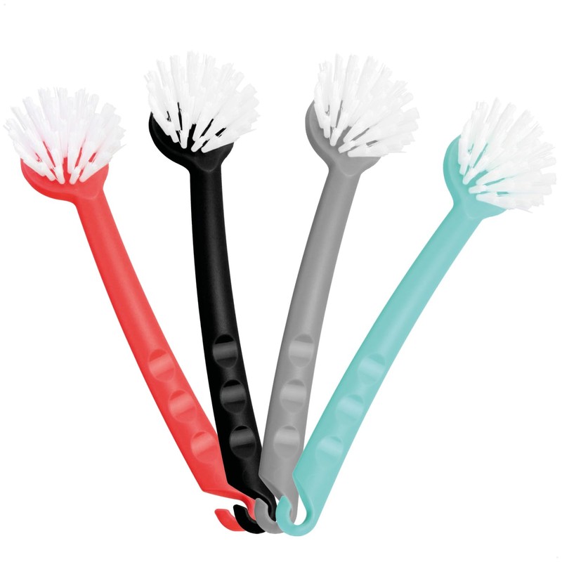 com-four® 4 x Washing Up Brush, Kitchen Brush for Washing,