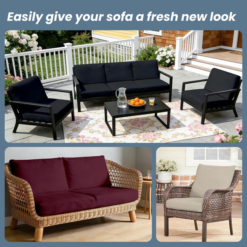 4Pcs Outdoor Cushion Covers Stretch Patio Cushion Covers Sofa Cushion