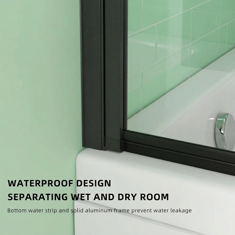 Bathtub Glass Shower Door 30" x 55", Pivot Swing Hinged