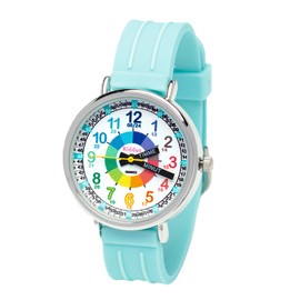 Kiddus Learning Watch for Kids, Boys and Girls, Analogue Watch with Time Learning Exercises. Time Teacher. Svenska Turquoise, Svenska Turkos, Strap.