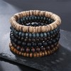 ALRNBY Mens Beaded Bracelet Wooden Bead Bracelet Set Stackable Elastic