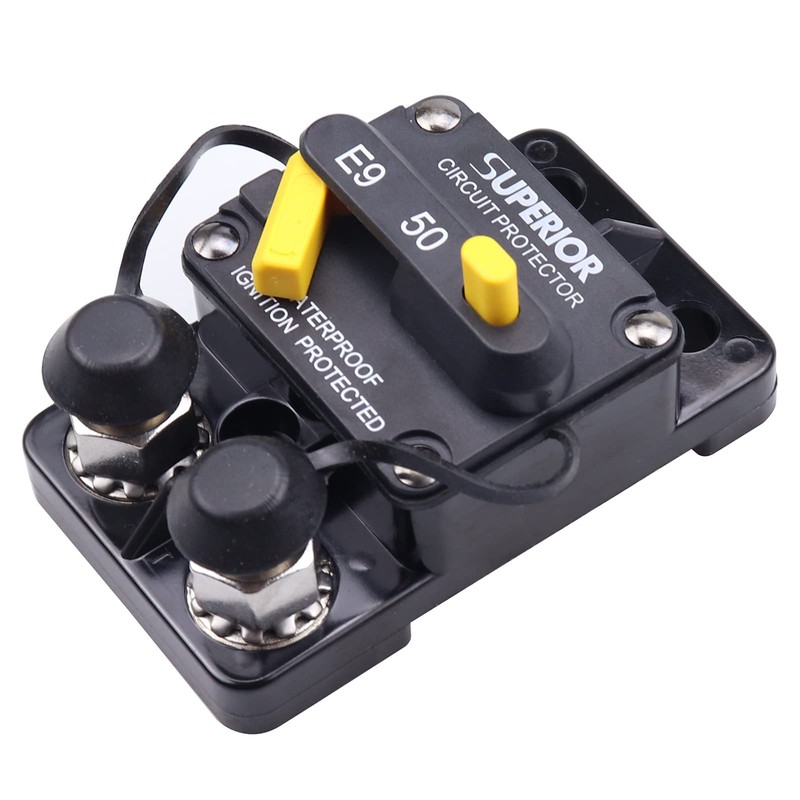 ZOOKOTO 12-48V DC 50A Surface Mount Circuit Breaker with Manual