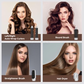 5 in 1 Hair Dryer Brush Set, Blow Dryer Brush with Air Style Wrap Hair Styler, Negative Ionic Magic Style Set, Detachable Air Curler for Volumizer,Straightener,Drying