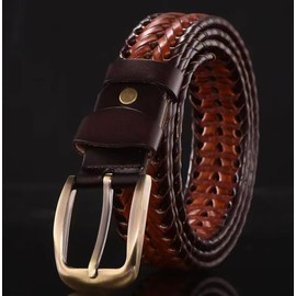 Artizanni Men's Belts, Leather Woven Braided Belts for Gift, Mens Casual Golf, Pants Polo Matching Jeans (Tan, 34)