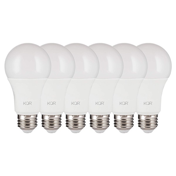 KOR LED Light Bulbs - 6 Pack of 5000K Daylight White Lightbulbs - E26 Base, A19 Size, 15W (100W Incandescent Equivalent) - Long Lasting 1500 Lumen Bright Shatter Resistant Energy Saving Light Bulbs