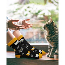 Gemtte Cat Socks with Funny Cat Motif, Cat Funny Socks with Saying "Bitte Nicht Stören - Meine Katze Braucht Mich", Idea Birthday Gift for Cat Lovers Women and Men