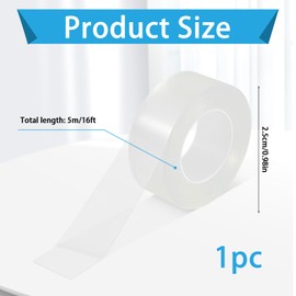 HJZHII Curtain Rod Tape Glide Clear, Curtain Rod Slide Smooth Tape, 1IN*16FT Quiet Drapery Ring Tape Shower Curtain Rod Cover for Smooth Sliding Noise Reduction