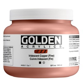 Heavy Body Acrylics by GOLDEN, Iridescent Copper (Fine), 32 fl. oz. Jar, Professional Acrylic Paint, Opaque
