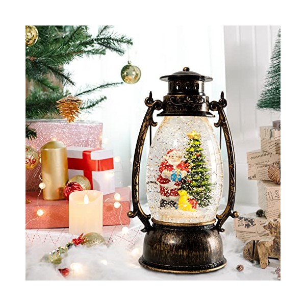MUMTOP Christmas Lanterns Snow Globe, Santa Claus and Dog in