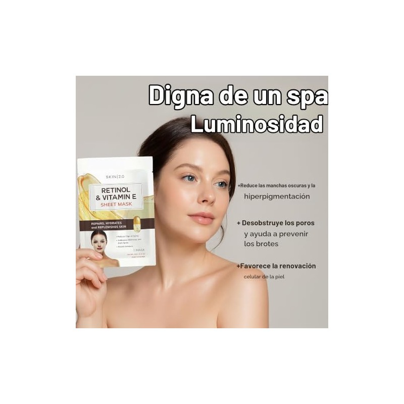 Skin 2.0 Mascarilla Facial Con Hoja De Retinol Y Vitamina