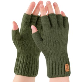 Geoxury Fingerless Gloves - Winter Warm Knitted Gloves Thermal Fingerless Winter Gloves for Men Cold Weather Working Running Driving