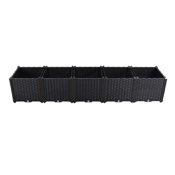 BAOYOUNI Rectangular Raised Garden Bed Kit Plastic Planter Growing Box for Vegetables, Herbs, Flowers & Succulents in Balcony, Patio or Yard, Enjoy Your Farming Life, Black