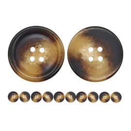 CANDEOLA 15-Pcs 1" Big Brown Resin Sewing Buttons | Bulk Sewing Replacement Buttons for Sewing Crafts Clothes Decorations (25mm)