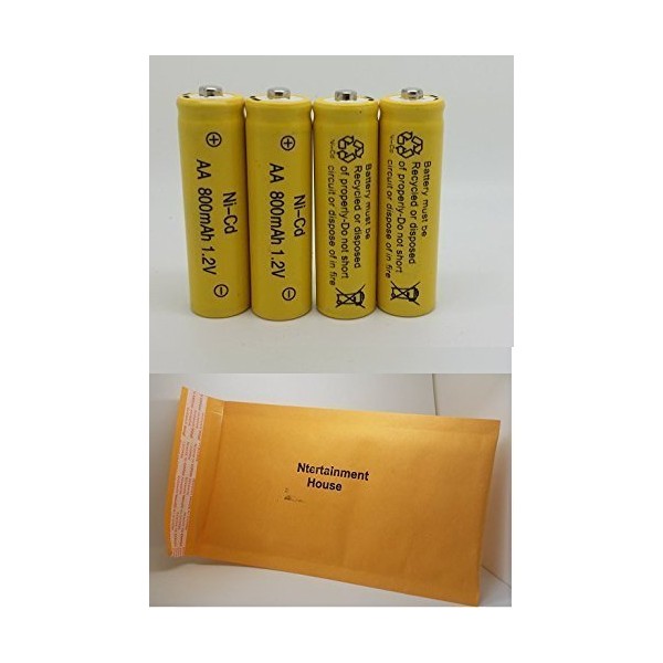 Ntertainment House 8 Piece Set AA NiCd Ni-Cd 800mAh 1.2V Rechargeable Battery for Solar Lights