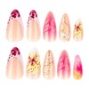 Medium Press on Nails Almond Fake Nails with 3D Flower