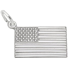 American Flag Charm In Sterling Silver, Charms for Bracelets and Necklaces