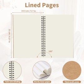 Pack of 5 Notebook Blank A5, Spiral Notepads, 60 Sheets/120 Pages, Sketch Pad for Painting and Graffiti, Kraft Cover Notepad for Office and School, Return to School, 14.5 x 21 cm