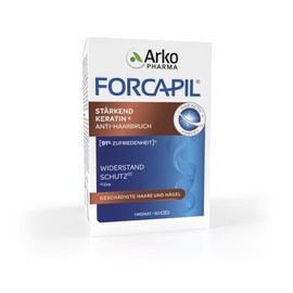 ARKOPHARMA - FORCAPIL® Stärkendes Keratin + Anti-Haarbruch - Haar-Vitamine - geschädigte Haare und Nägel - Widerstandskraft und Schutz - Zink - 450 μg Biotin - Ab 15 Jahren - 60 Kapseln