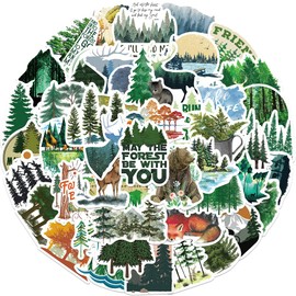 Green Forest Stickers for Laptop(50 PCS),Gift for Children Teens Adults Girl Boys,Waterproof Stickers for Water Bottle,Forests Vinyl Stickers for Scrapbook,Skateboard,Bike,Phone,Dairy