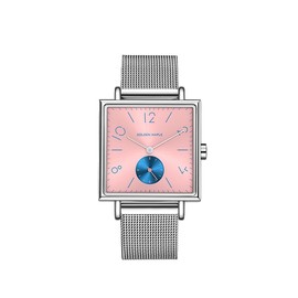 GOLDEN MAPLE Fancy Ladies Watches Swiss Quartz Movement Watches for Women Square Watch with Adjustalbe Band (Pink)